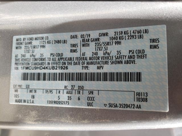 2019 FORD ESCAPE 1FMCU9HD4KUB21926
