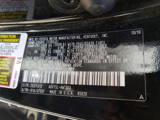 2011 TOYOTA VENZA 4T3BA3BB3BU019601