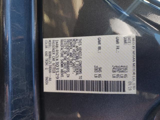2020 NISSAN ALTIMA PLA 1N4BL4FV2LN303529