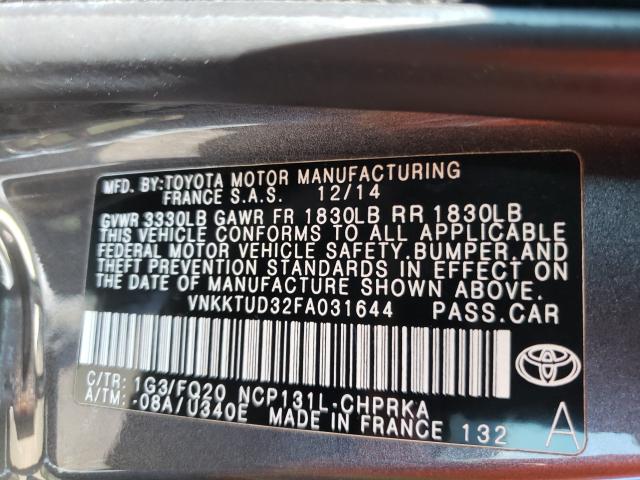 2015 TOYOTA YARIS VNKKTUD32FA031644