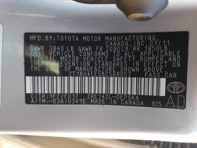 2011 TOYOTA COROLLA BA 2T1BU4EE5BC568052