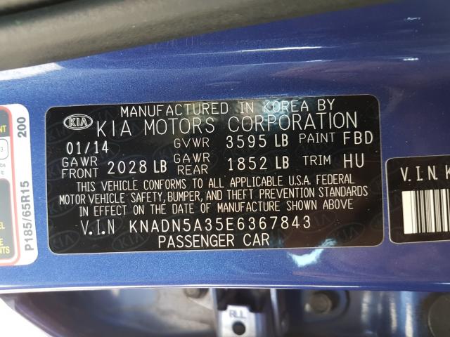 2014 KIA RIO EX KNADN5A35E6367843