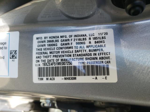 2021 HONDA INSIGHT EX 19XZE4F51ME007250