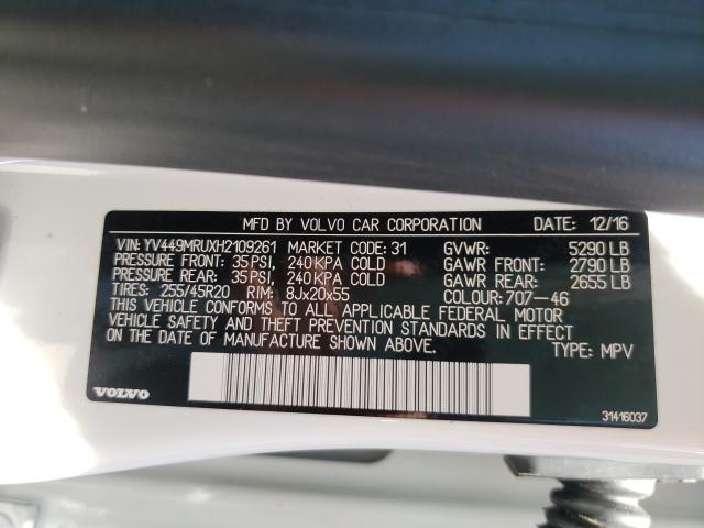 2017 VOLVO XC60 T6 IN YV449MRUXH2109261