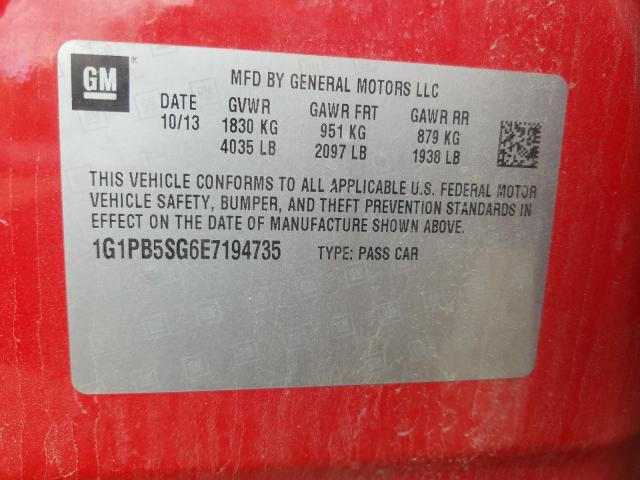2014 CHEVROLET CRUZE LS 1G1PB5SG6E7194735