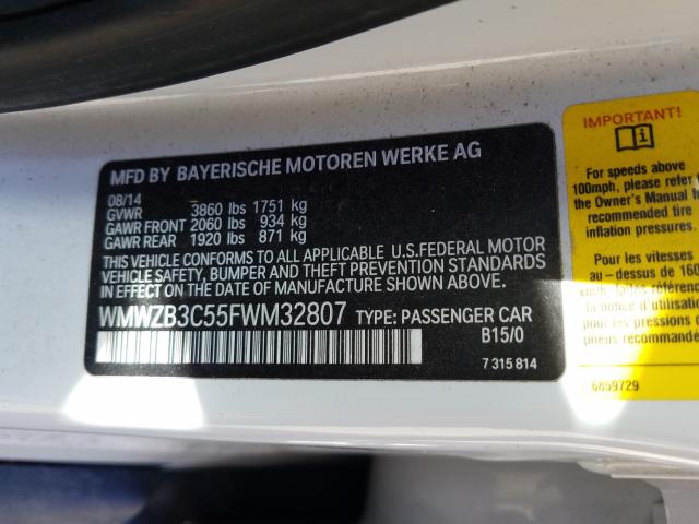 2015 MINI COOPER COU WMWZB3C55FWM32807