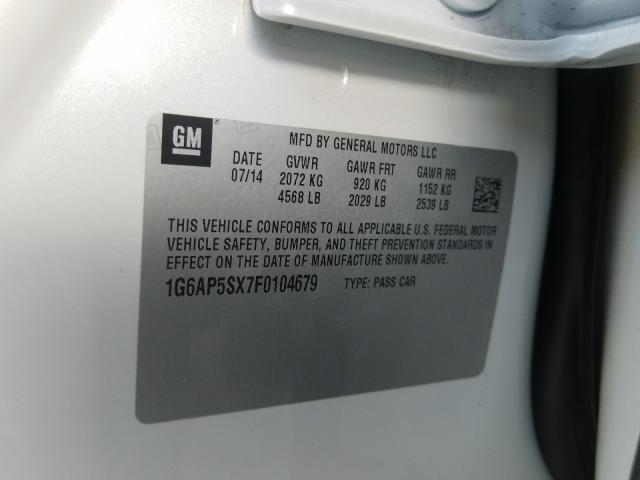 2015 CADILLAC CTS 1G6AP5SX7F0104679