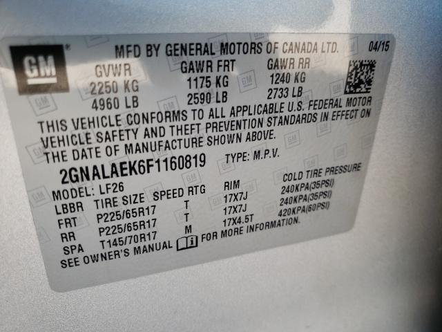 2015 CHEVROLET EQUINOX LS 2GNALAEK6F1160819