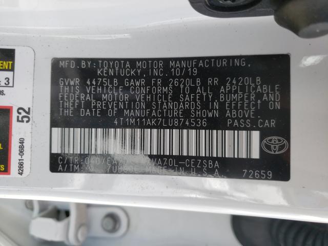 2020 TOYOTA CAMRY SE 4T1M11AK7LU874536