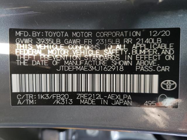 2021 TOYOTA COROLLA LE JTDEPMAE3MJ162918