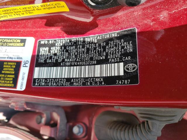 2017 TOYOTA CAMRY LE 4T1BF1FK4HU637298