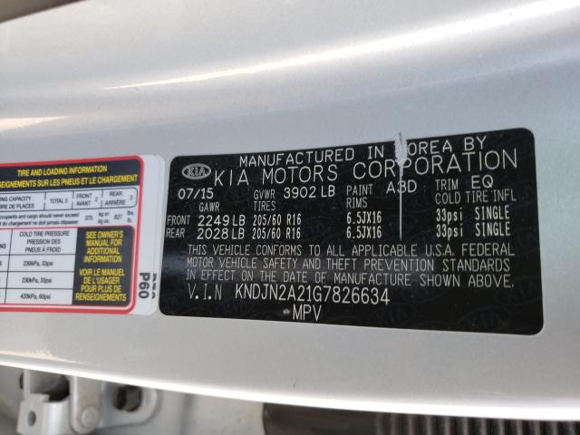 2016 KIA SOUL KNDJN2A21G7826634