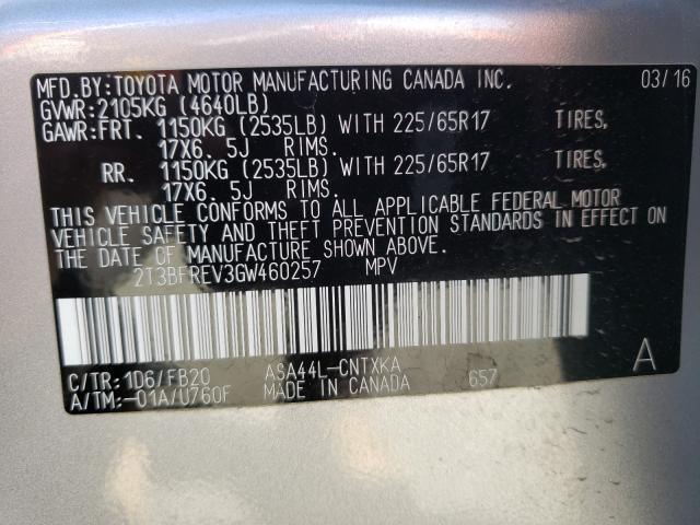 2016 TOYOTA RAV4 LE 2T3BFREV3GW460257