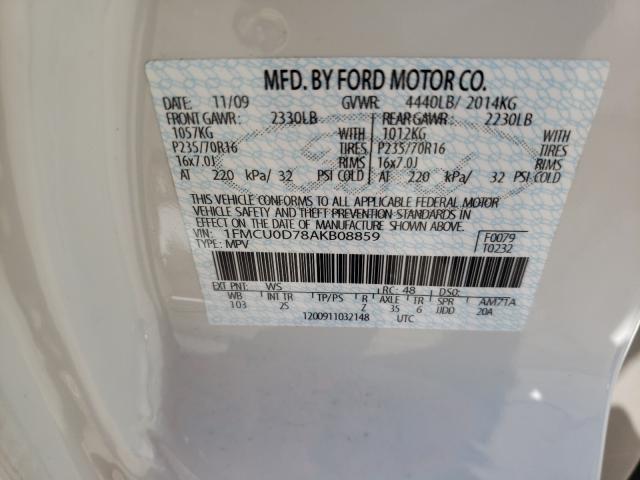 2010 FORD ESCAPE XLT 1FMCU0D78AKB08859