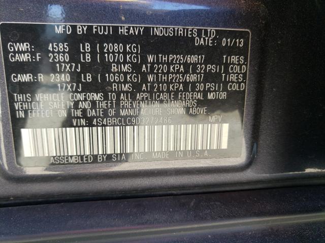 2013 SUBARU OUTBACK 4S4BRCLC9D3272486