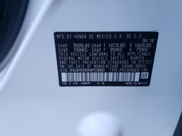 2019 HONDA FIT EXL 3HGGK5H92KM703660