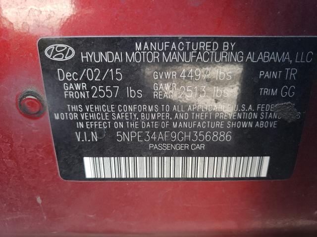 2016 HYUNDAI SONATA SPO 5NPE34AF9GH356886