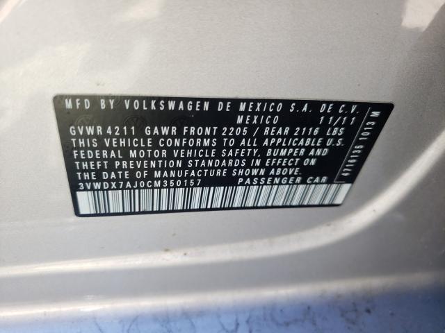 2012 VOLKSWAGEN JETTA SE 3VWDX7AJ0CM350157