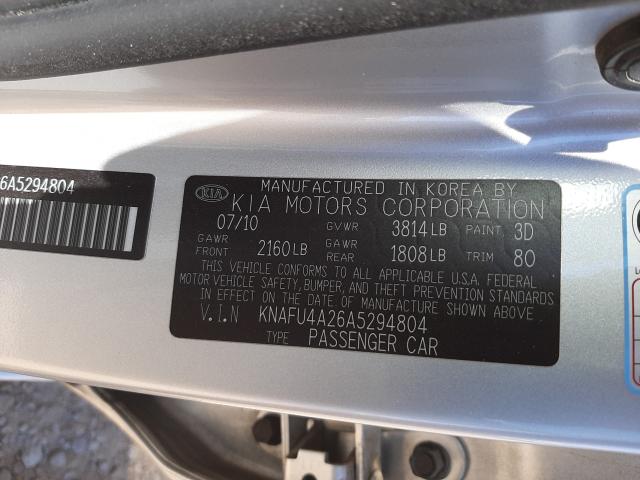 2010 KIA FORTE EX KNAFU4A26A5294804