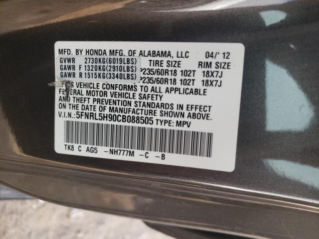 2012 HONDA ODYSSEY TO 5FNRL5H90CB088505