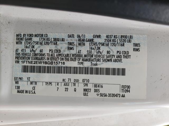 2011 FORD ECONOLINE 1FTNE2EW1BDB15718