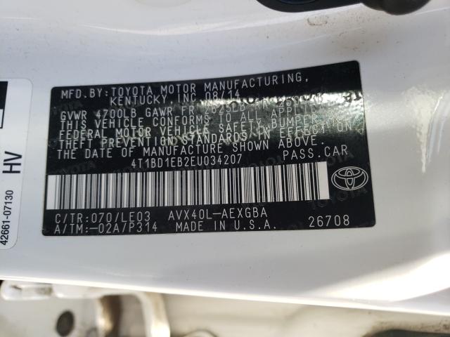2014 TOYOTA AVALON HYB 4T1BD1EB2EU034207