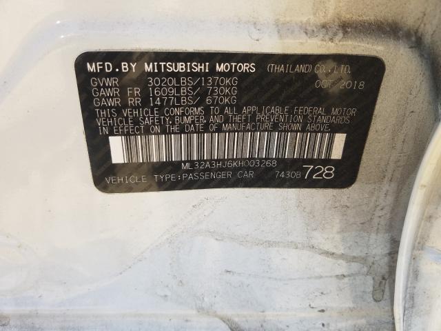 2019 MITSUBISHI MIRAGE ES ML32A3HJ6KH003268