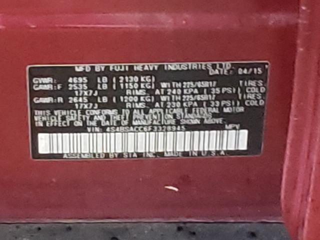 2015 SUBARU OUTBACK 2. 4S4BSACC6F3328945