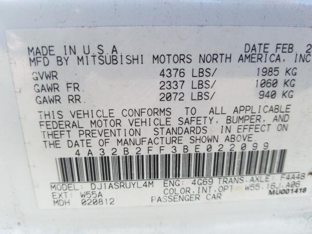 2011 MITSUBISHI GALANT FE 4A32B2FF3BE022099