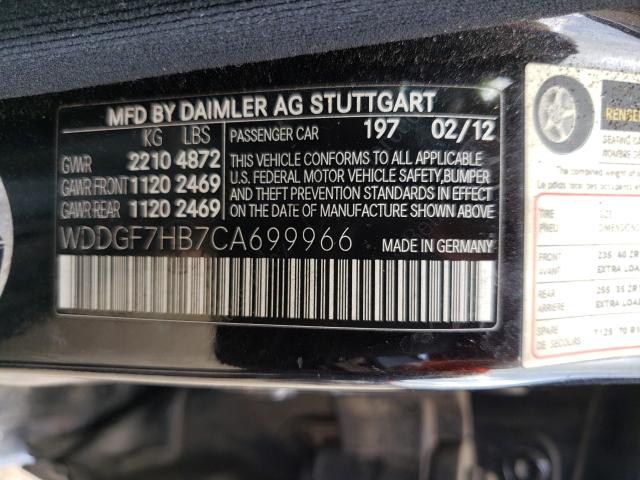 2012 MERCEDES-BENZ C 63 AMG WDDGF7HB7CA699966