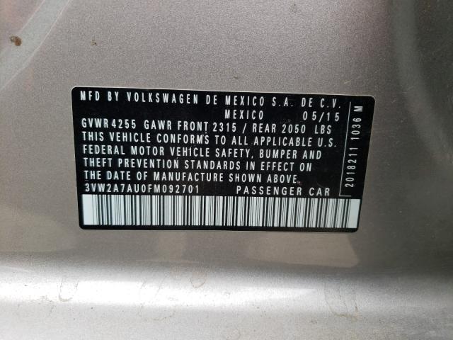 2015 VOLKSWAGEN GOLF TDI 3VW2A7AU0FM092701