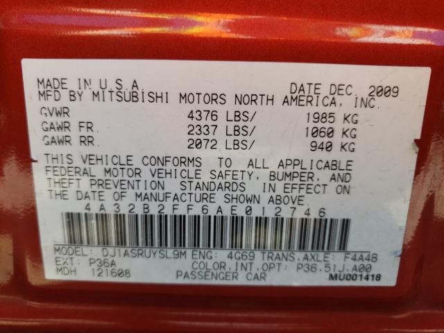 2010 MITSUBISHI GALANT FE 4A32B2FF6AE012746