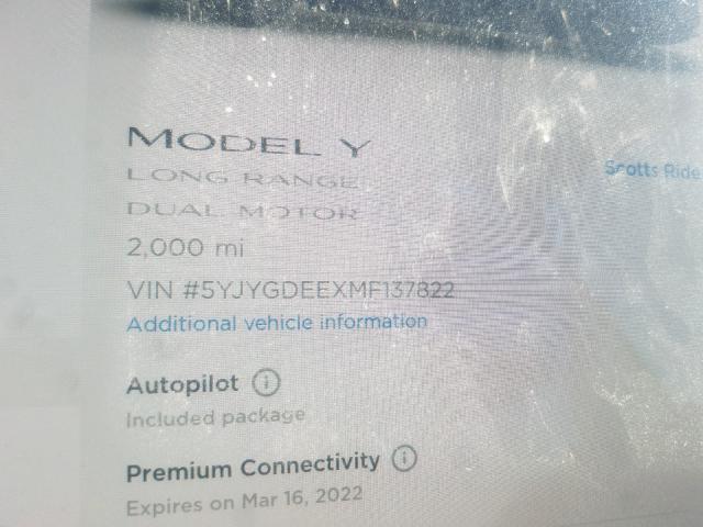 2021 TESLA MODEL Y 5YJYGDEEXMF137822