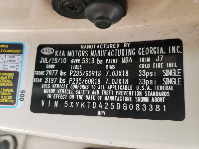 2011 KIA SORENTO 5XYKTDA25BG083381