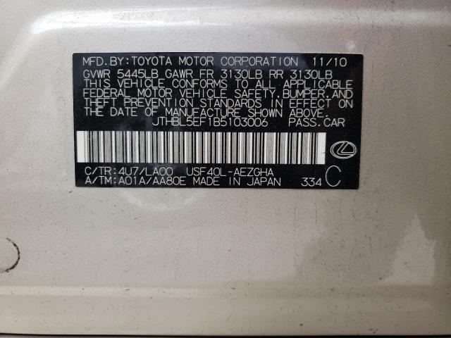 2011 LEXUS LS 460 JTHBL5EF1B5103006