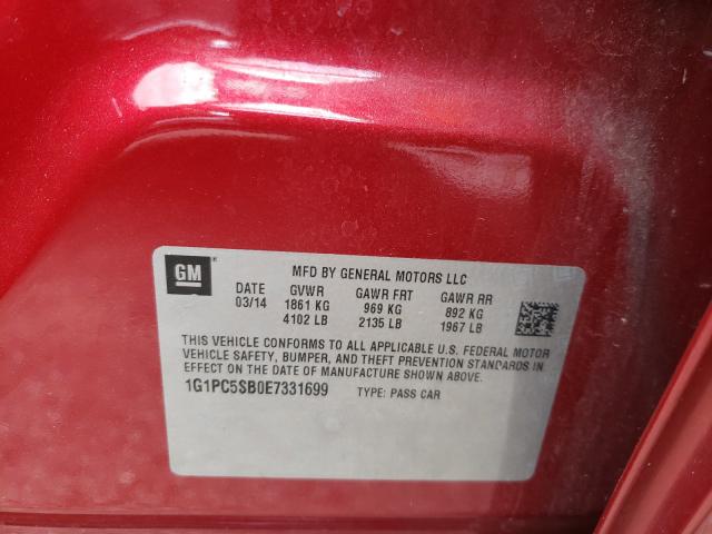 2014 CHEVROLET CRUZE LT 1G1PC5SB0E7331699