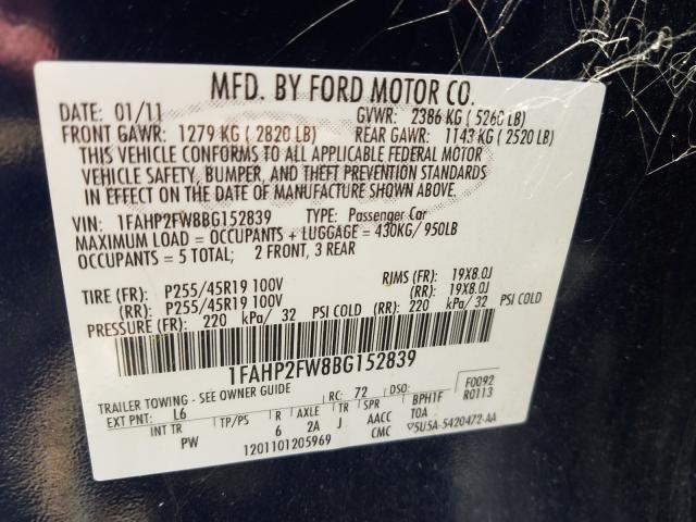 2011 FORD TAURUS LIM 1FAHP2FW8BG152839