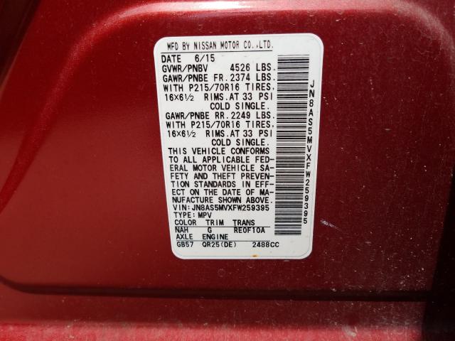 2015 NISSAN ROGUE SELE JN8AS5MVXFW259395