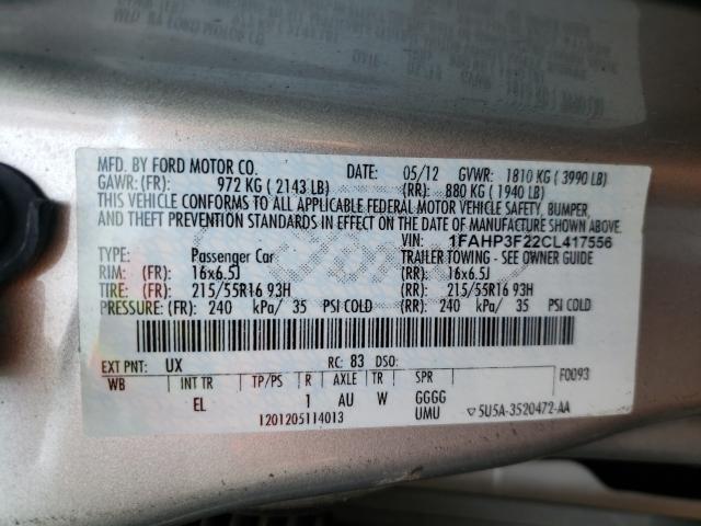 2012 FORD FOCUS SE 1FAHP3F22CL417556