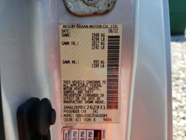 2012 NISSAN ALTIMA S 1N4AL2EP9CC262931