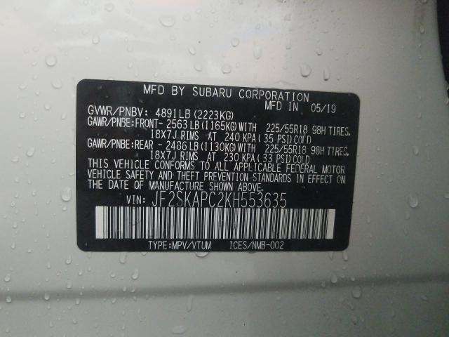 2019 SUBARU FORESTER JF2SKAPC2KH553635