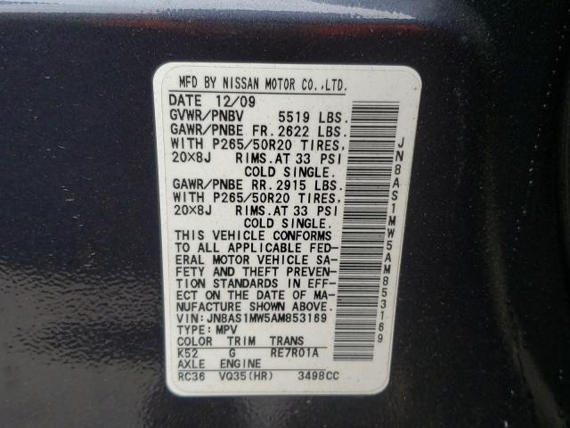 2010 INFINITI FX35 JN8AS1MW5AM853169