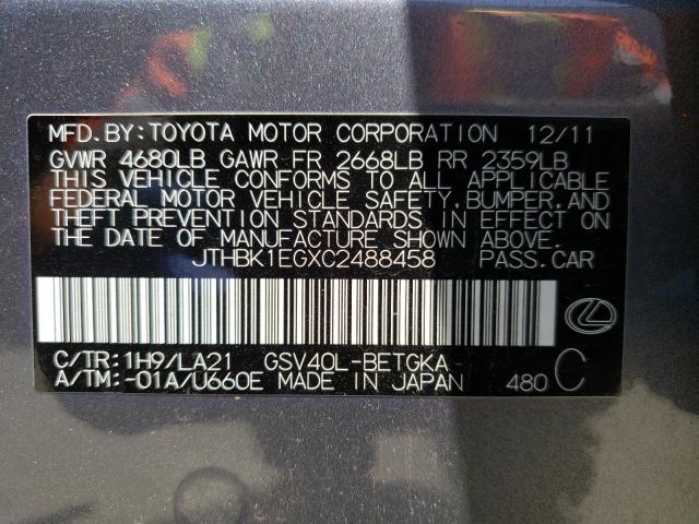 2012 LEXUS ES 350 JTHBK1EGXC2488458