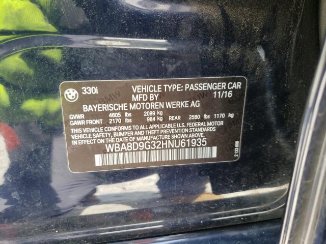 2017 BMW 330 XI WBA8D9G32HNU61935