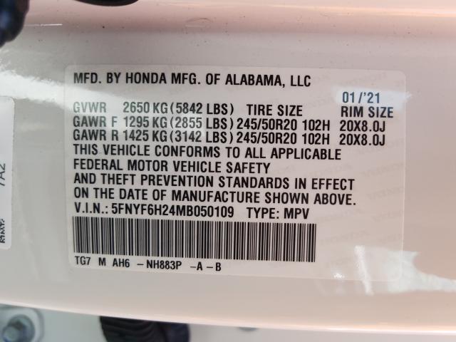 2021 HONDA PILOT SE 5FNYF6H24MB050109