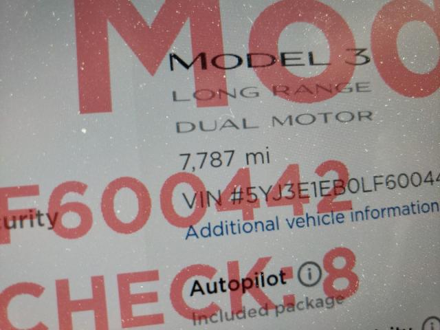 2020 TESLA MODEL 3 5YJ3E1EB0LF600442