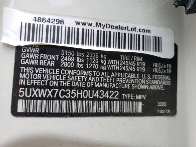 2017 BMW X3 XDRIVE3 5UXWX7C35H0U43422