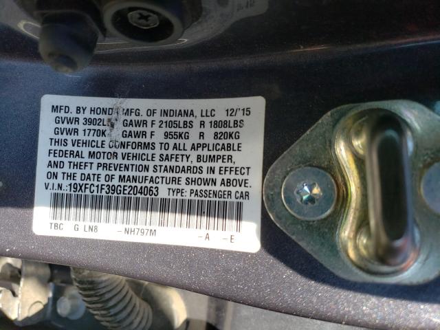 2016 HONDA CIVIC EX 19XFC1F39GE204063