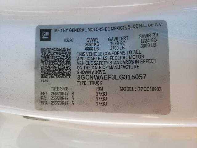 2020 CHEVROLET SILVERADO 3GCNWAEF3LG315057