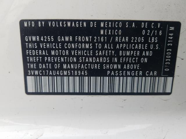 2016 VOLKSWAGEN GOLF SPORT 3VWC17AU4GM518945